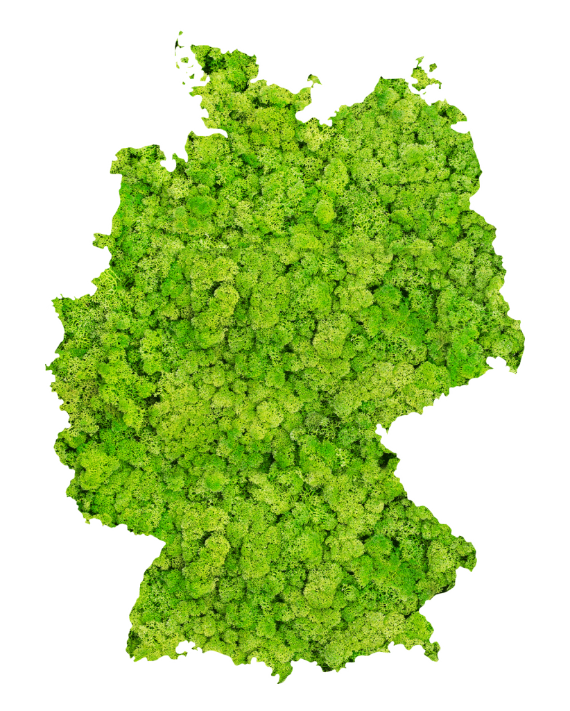 Deutschlandkarte mit Moos bedeckt