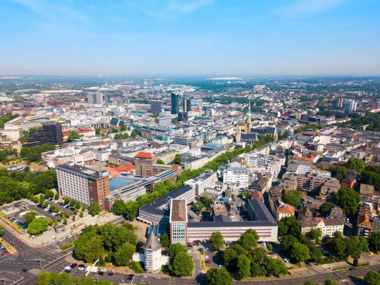 Blick aus der Luft auf das Zentrum von Dortmund